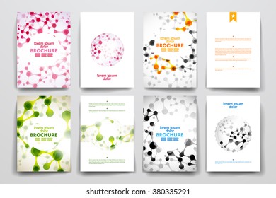 Set of brochure, poster design templates in DNA molecule style