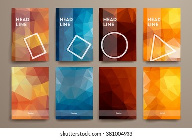 Set of brochure, poster design templates in polygonal style
