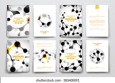 Set of brochure, poster design templates in DNA molecule style