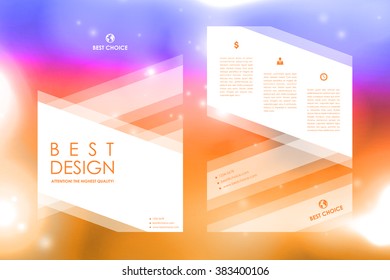 Set of brochure, poster design templates in neon molecule structure style