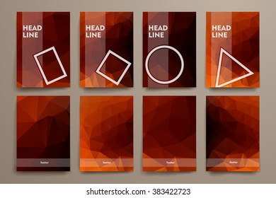Set of brochure, poster design templates in polygonal style