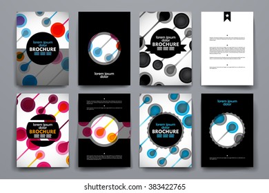 Set of brochure, poster design templates in DNA molecule style