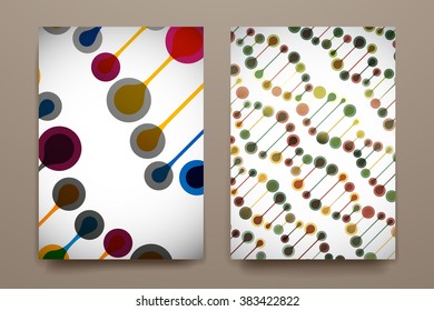 Set of brochure, poster design templates in DNA molecule style