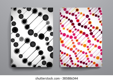 Set of brochure, poster design templates in DNA molecule style