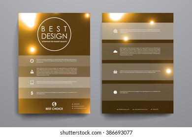 Set of brochure, poster design templates in neon molecule structure style