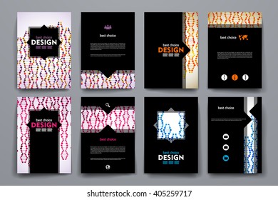 Set of brochure, poster design templates in DNA molecule style