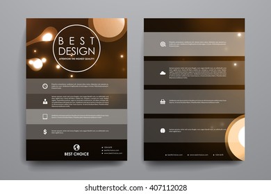 Set of brochure, poster design templates in neon molecule structure style