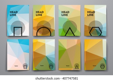 Set of brochure, poster design templates in polygonal style