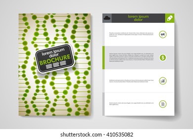 Set of brochure, poster design templates in DNA molecule style