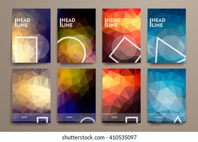 Set of brochure, poster design templates in polygonal style