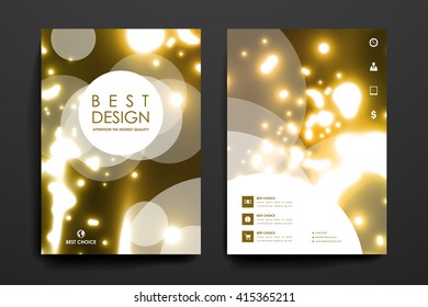 Set of brochure, poster design templates in neon molecule structure style
