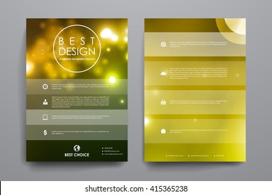 Set of brochure, poster design templates in neon molecule structure style