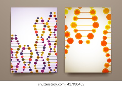 Set of brochure, poster design templates in DNA molecule style