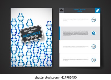 Set of brochure, poster design templates in DNA molecule style
