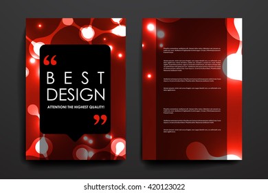 Set of brochure, poster design templates in neon molecule structure style