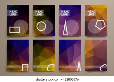 Set of brochure, poster design templates in polygonal style