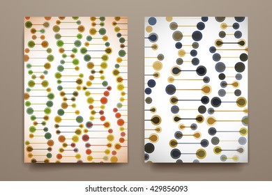 Set of brochure, poster design templates in DNA molecule style