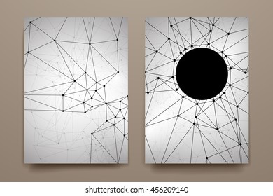 Set of brochure, poster design templates in Molecular structure style