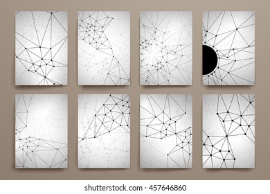 Set of brochure, poster design templates in Molecular structure style