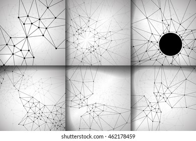 Set of brochure, poster design templates in Molecular structure style