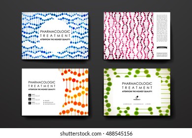 Set of brochure, poster design templates in DNA molecule style