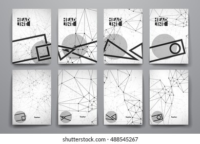 Set of brochure, poster design templates in Molecular structure style