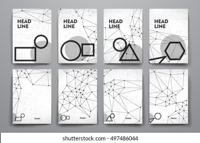 Set of brochure, poster design templates in Molecular structure style