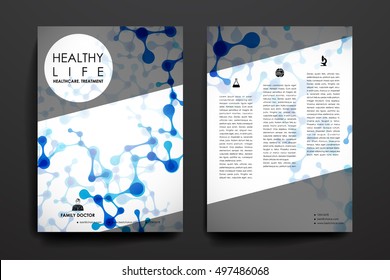 Set of brochure, poster design templates in healthcare style