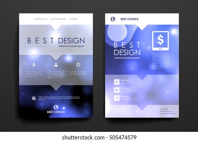 Set of brochure, poster design templates in neon molecule structure style