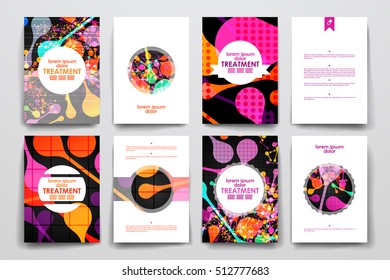 Set of brochure, poster design templates in DNA molecule style