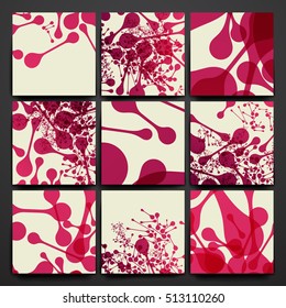 Set of brochure, poster design templates in DNA molecule style