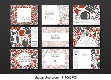 Set of brochure, poster templates in Christmas style. Beautiful design and layout