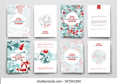 Set of brochure, poster templates in Christmas style. Beautiful design and layout