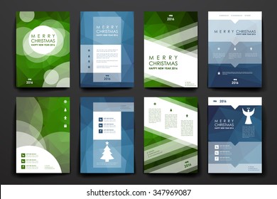 Set of brochure, poster templates in Christmas style. Beautiful design and layout