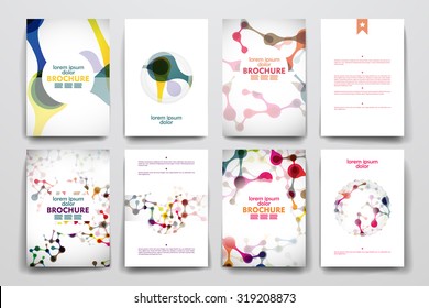 Set of brochure, poster templates in DNA molecule style. Beautiful design and layout