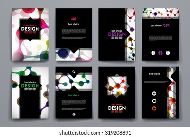 Set of brochure, poster templates in DNA molecule style. Beautiful design and layout