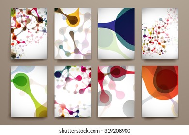 Set of brochure, poster templates in DNA molecule style. Beautiful design