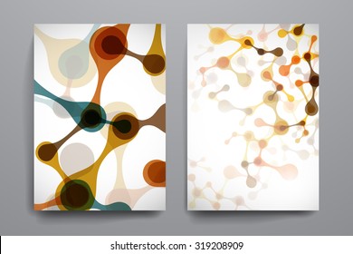 Set of brochure, poster templates in DNA molecule style. Beautiful design