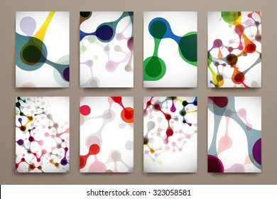 Set of brochure, poster templates in DNA molecule style. Beautiful design