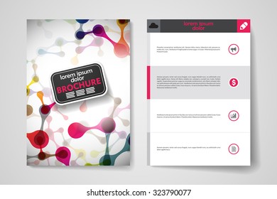Set of brochure, poster templates in DNA molecule style. Beautiful design and layout