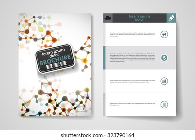 Set of brochure, poster templates in DNA molecule style. Beautiful design and layout