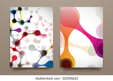 Set of brochure, poster templates in DNA molecule style. Beautiful design