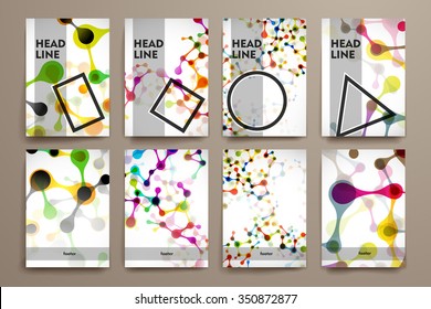 Set of brochure, poster templates in DNA molecule style. Beautiful design