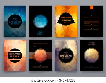 Set of brochure, poster templates in Hanukkah style. Beautiful design and layout