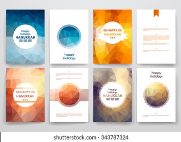 Set of brochure, poster templates in Hanukkah style. Beautiful design and layout