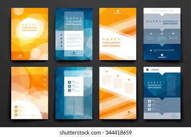 Set of brochure, poster templates in Hanukkah style. Beautiful design and layout