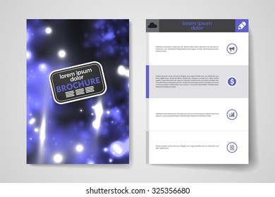 Set of brochure, poster templates in neon molecule structure style. Beautiful design and layout
