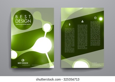 Set of brochure, poster templates in neon molecule structure style. Beautiful design and layout