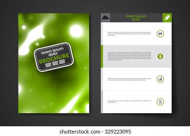 Set of brochure, poster templates in neon molecule structure style. Beautiful design and layout