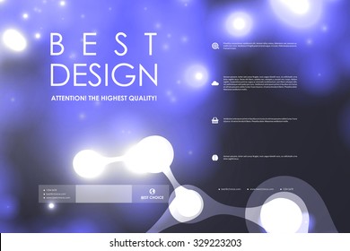 Set of brochure, poster templates in neon molecule structure style. Beautiful design and layout